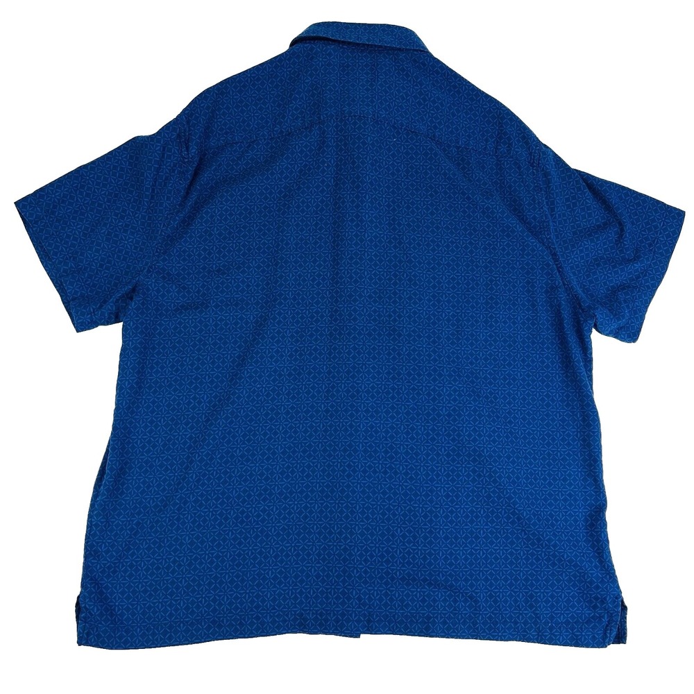 Nat Nast Blue w/ Print All Over Silk Cotton S/S Button Down Mens Size XL - Picture 2 of 6